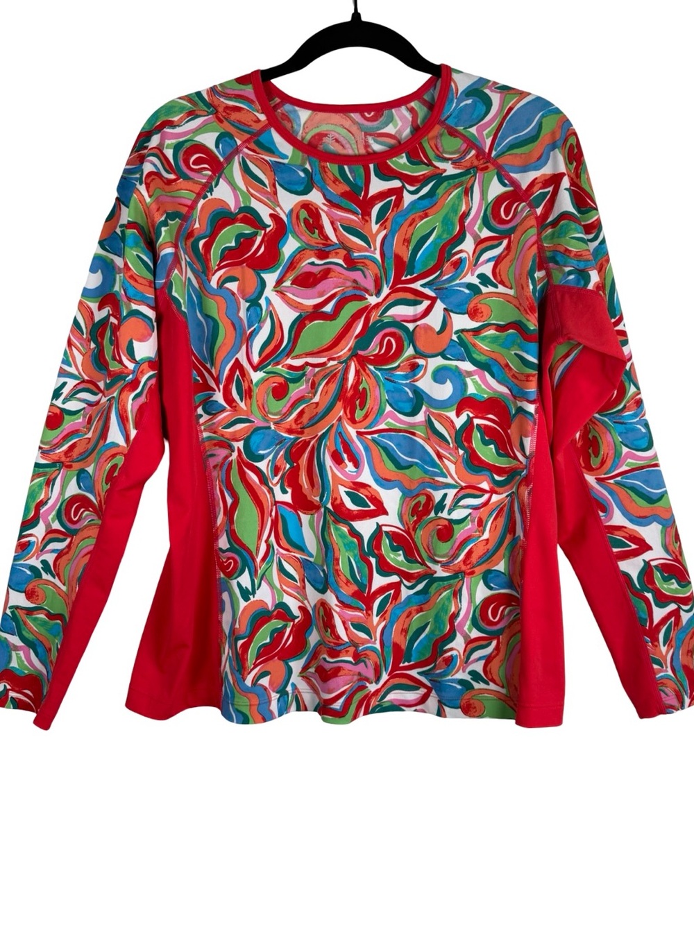Coolibar UPF50 High Tide L/S Swim Shirt Rashguard Hokulani Print Size XL